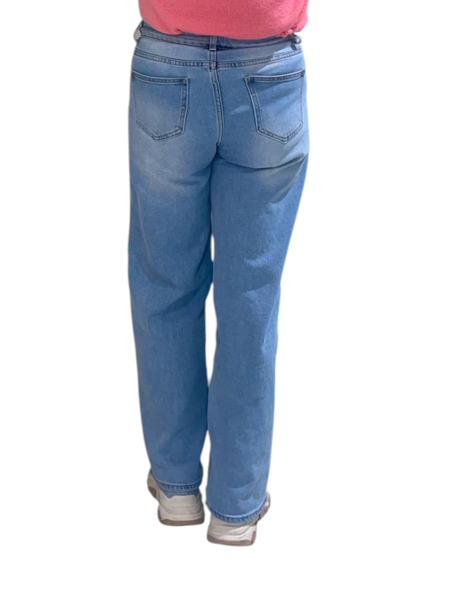 Jeans met geborduurde strikjes