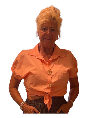 blouse katoen met gouden broches