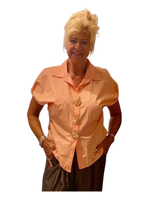 blouse katoen met gouden broches