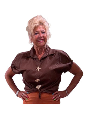 blouse katoen met gouden broches