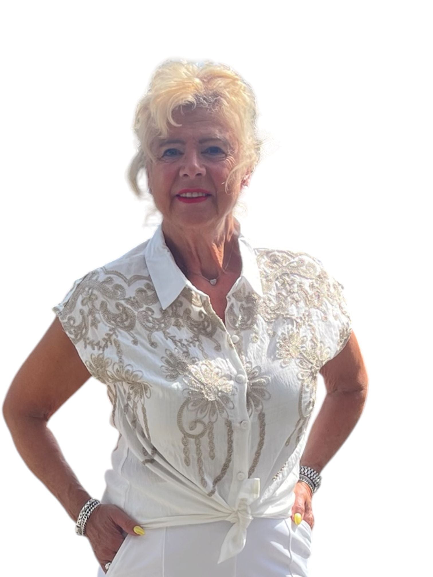 blouse met gouden detaills